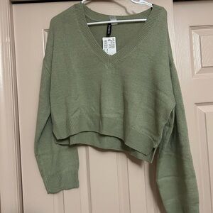 H&M Green V-Neck Sweater